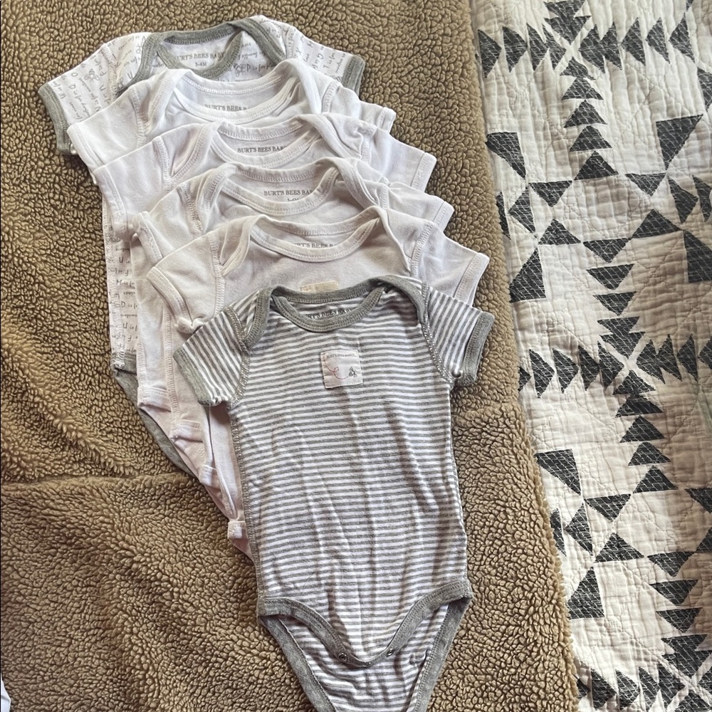 Striped Gray and White Baby Bodysuit